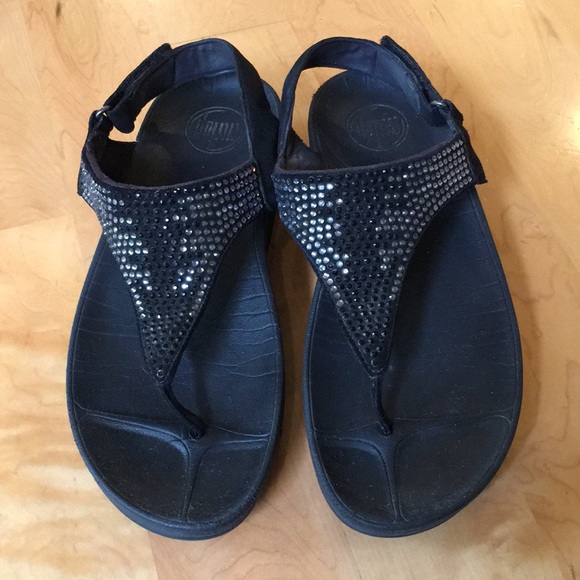 FitFlop Crystal Embellished Back Strap Sandals - Picture 1 of 11
